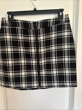 DKNY Black and White Plaid Mini Skirt